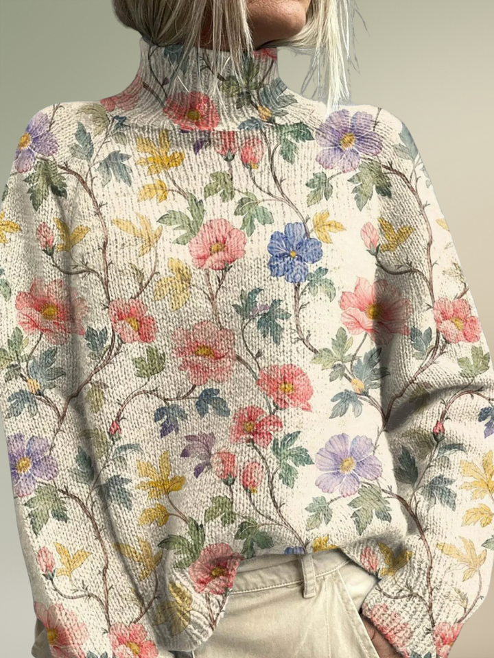 Florence | Lovely Floral Turtleneck Sweater