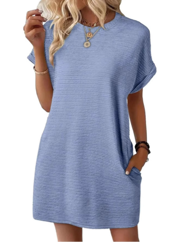 EVASHA – Casual Minimalist Round Neck Summer Dress