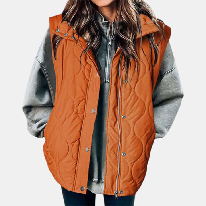 Abby | Quilted Puffer Vest (zip-up, snap button)