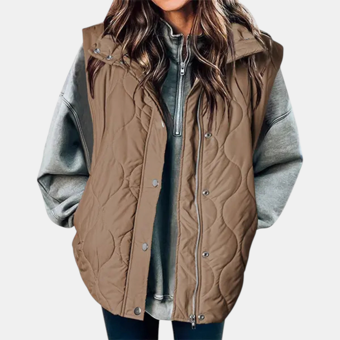 Abby | Quilted Puffer Vest (zip-up, snap button)