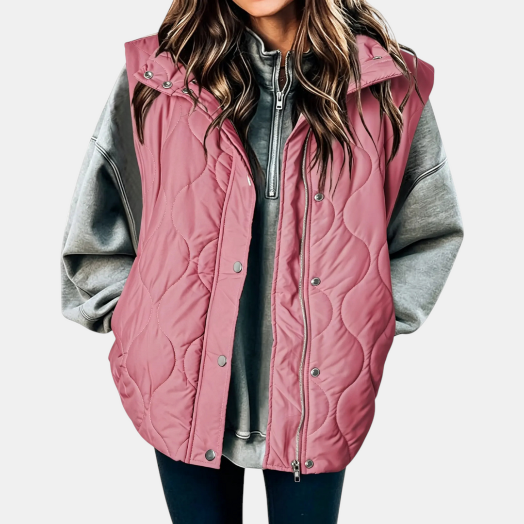 Abby | Quilted Puffer Vest (zip-up, snap button)