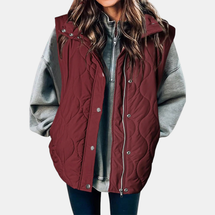 Abby | Quilted Puffer Vest (zip-up, snap button)