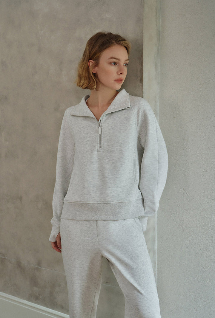 Cassie Cotton Sweat Pullover - Heather White