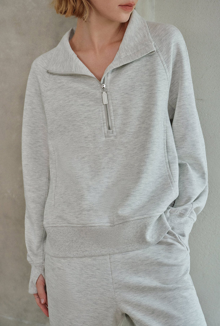 Cassie Cotton Sweat Pullover - Heather White