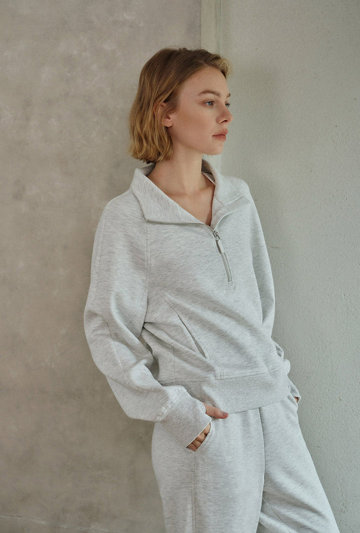 Cassie Cotton Sweat Pullover - Heather White
