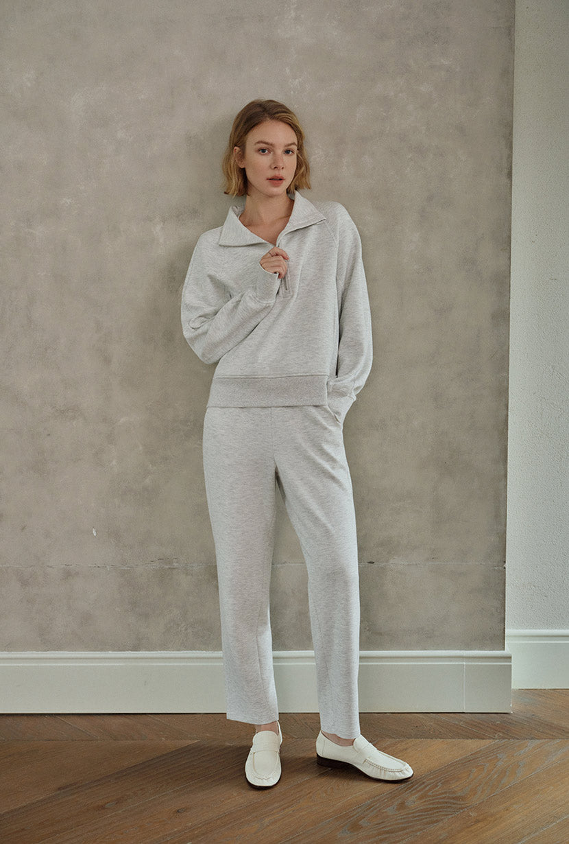 Cassie Cotton Sweat Pullover - Heather White
