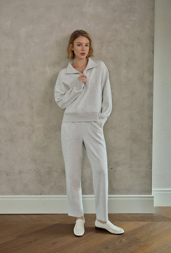 Cassie Cotton Sweat Pullover - Heather White