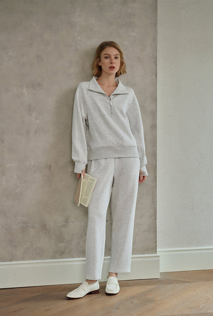 Cassie Cotton Sweat Pullover - Heather White
