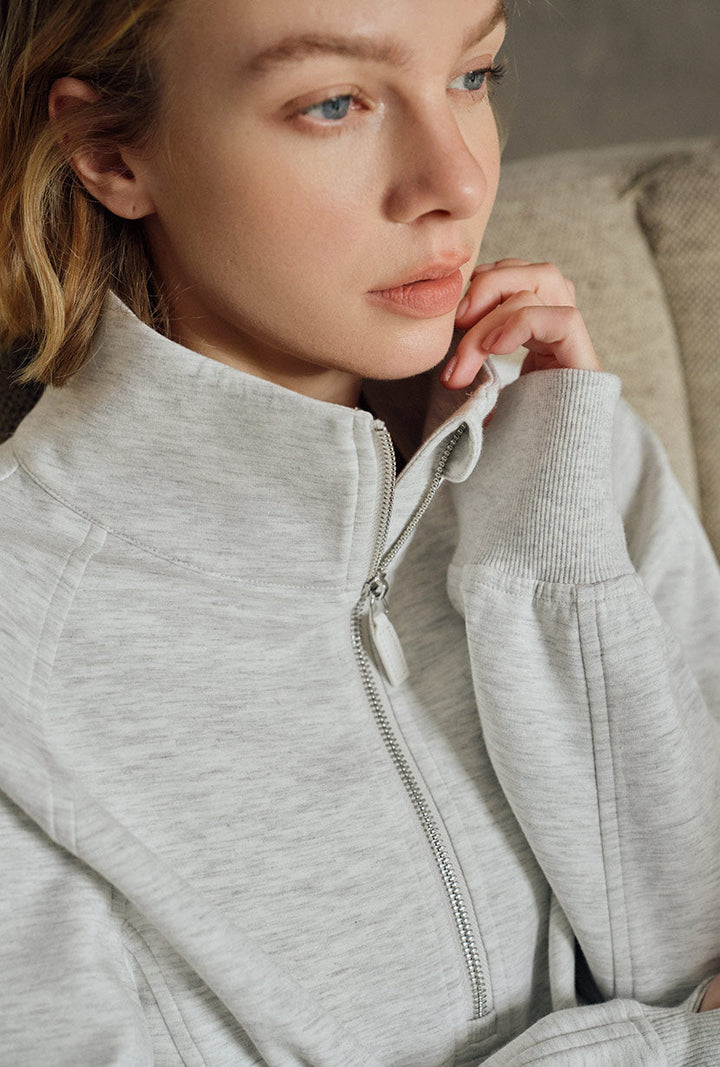 Cassie Cotton Sweat Pullover - Heather White