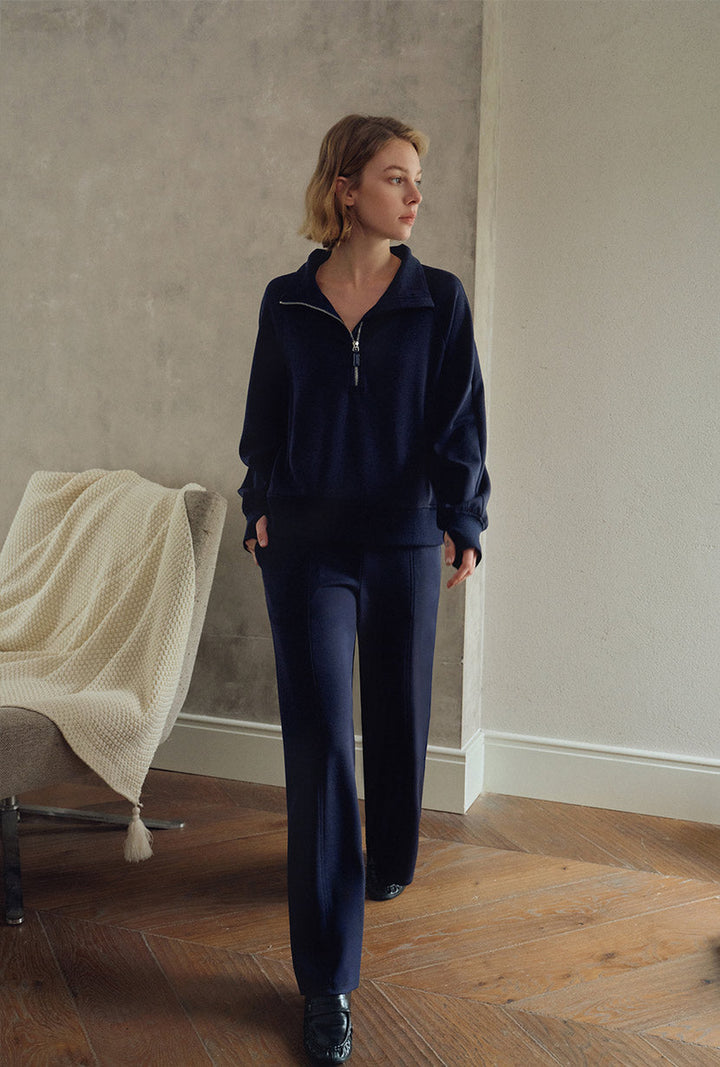 Cassie Cotton Sweat Pullover - Navy