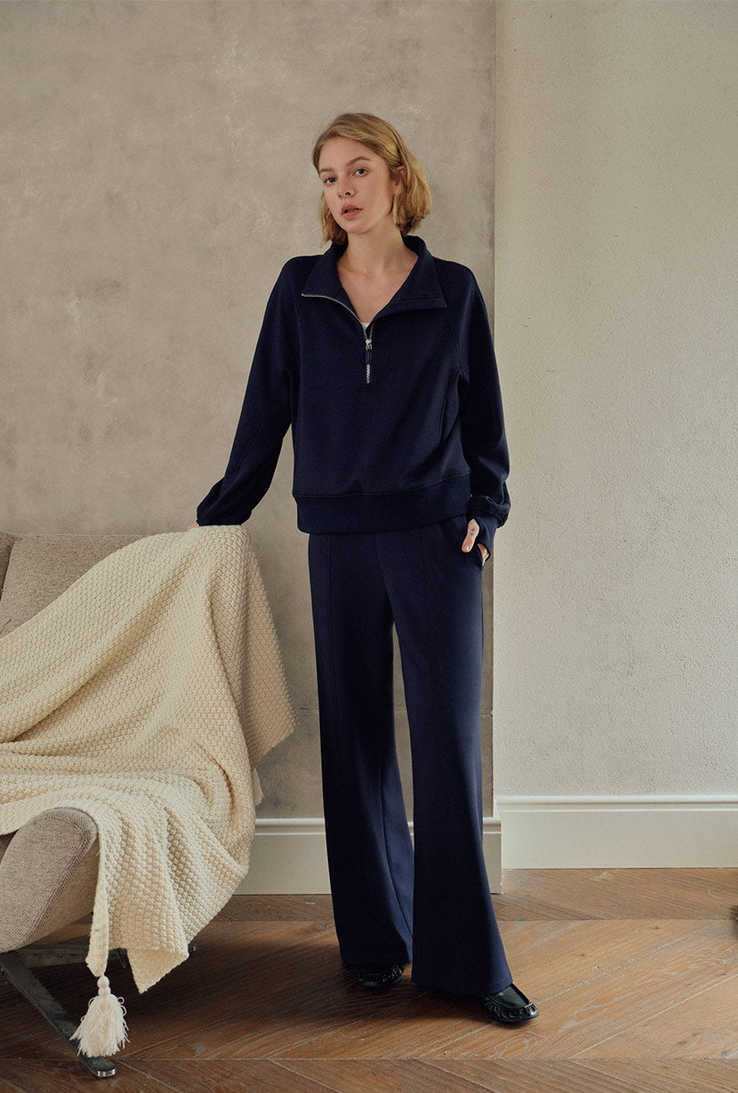 Cassie Cotton Sweat Pullover - Navy