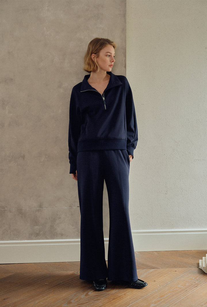 Cassie Cotton Sweat Pullover - Navy