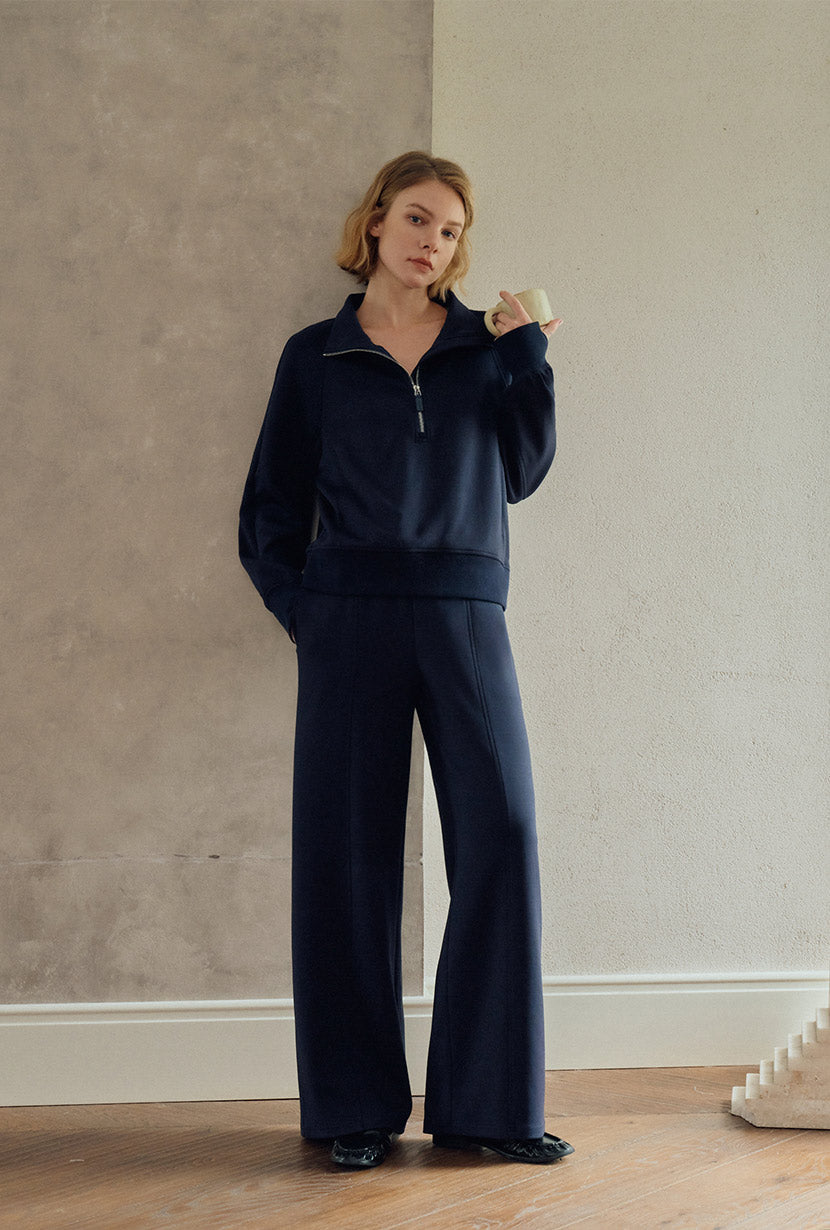 Cassie Cotton Sweat Pullover - Navy