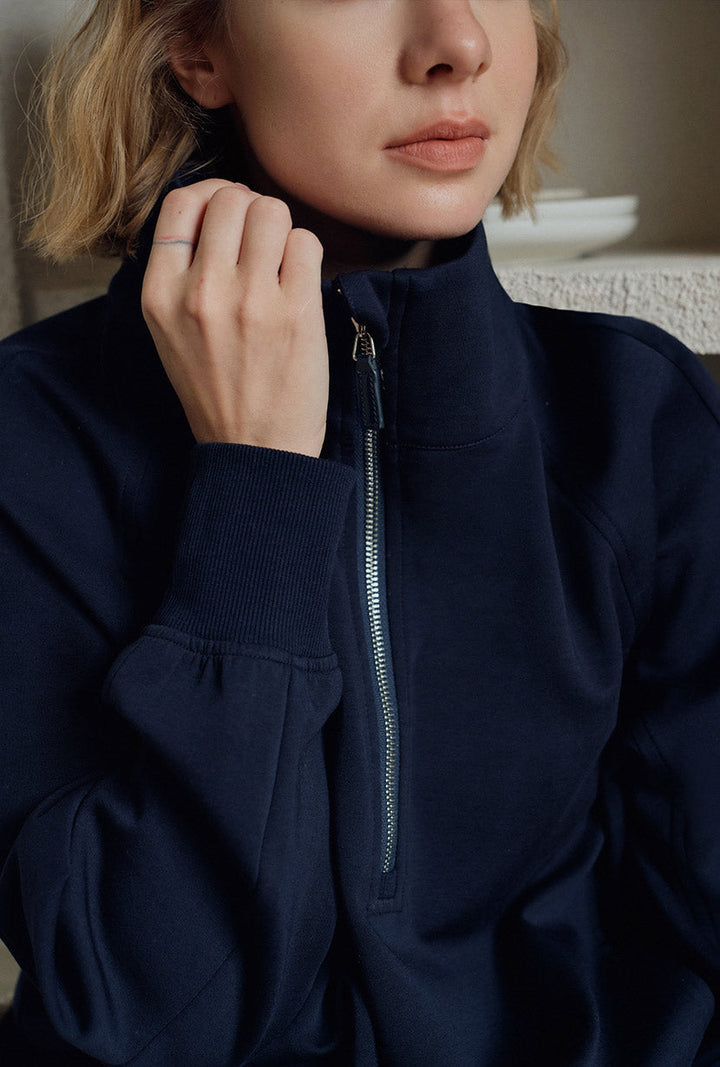 Cassie Cotton Sweat Pullover - Navy