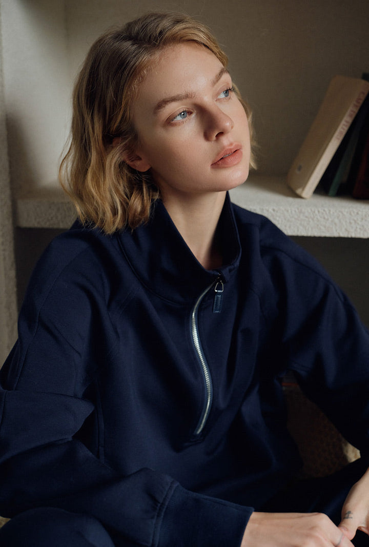 Cassie Cotton Sweat Pullover - Navy