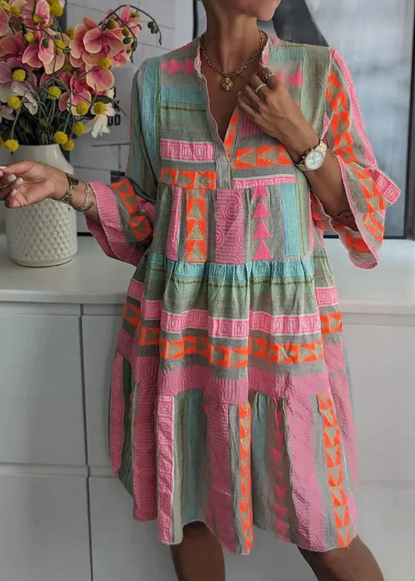 Ava - Chic V-Neck Hemp Summer Dress