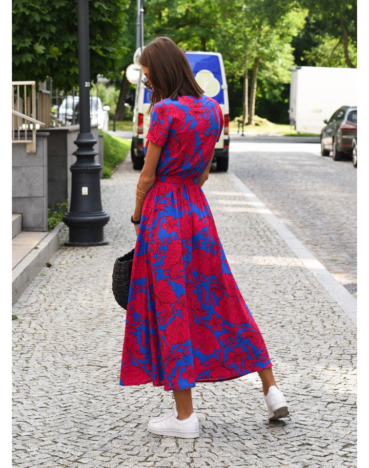 Tzahalit™ | Stylish V-Neck Floral Dress