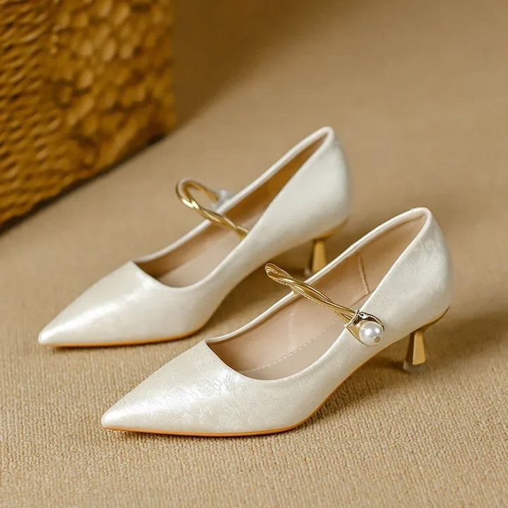 Camila | Pointed Pearl-Strap Heels