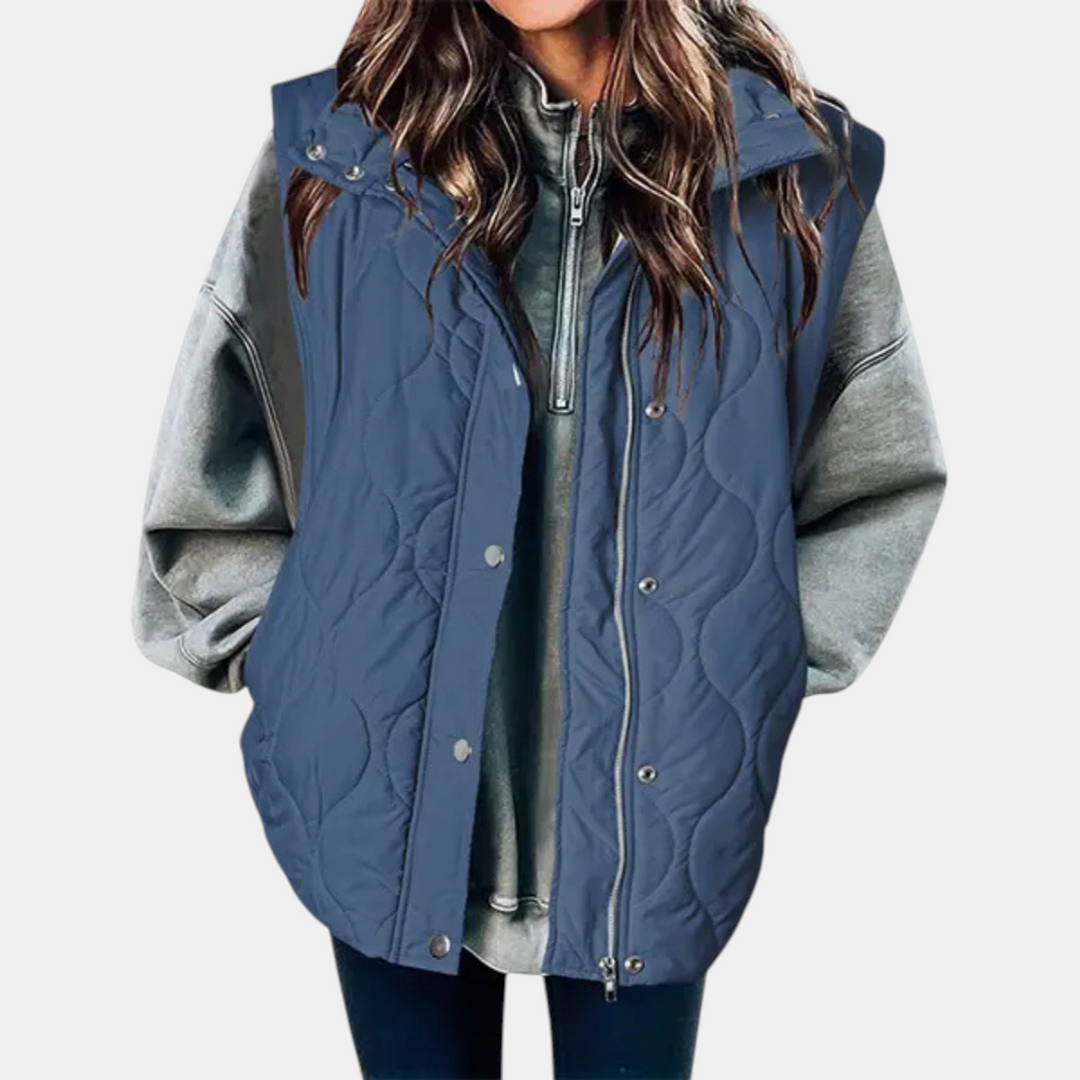 Abby | Quilted Puffer Vest (zip-up, snap button)