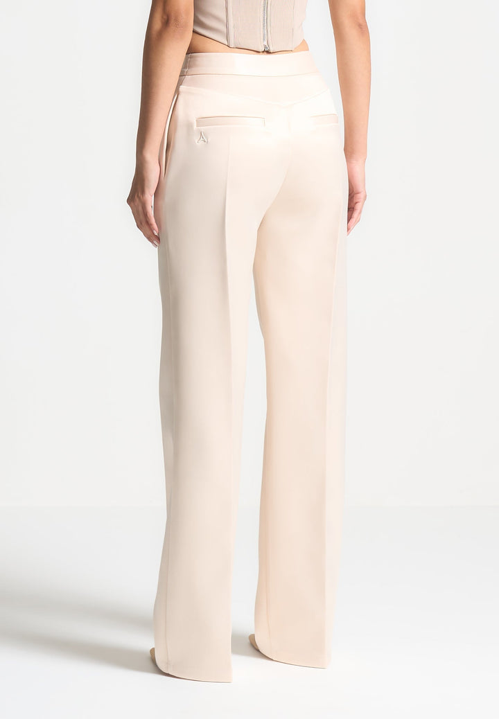 Bella - Satin Tailored Trousers - Champagne