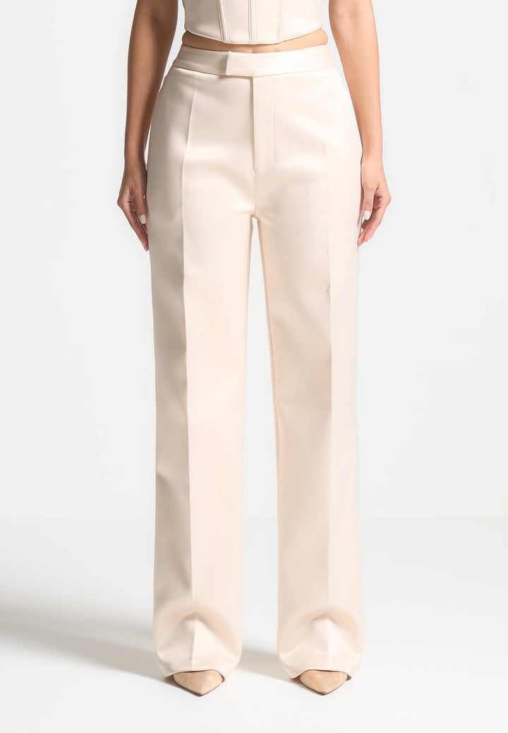 Bella - Satin Tailored Trousers - Champagne