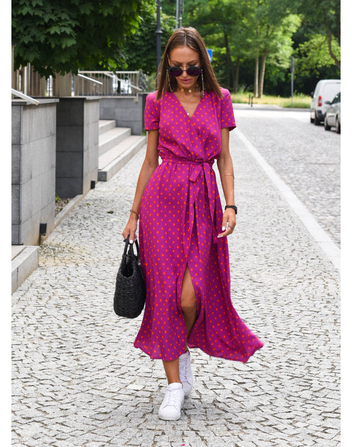 Tzahalit™ | Stylish V-Neck Floral Dress