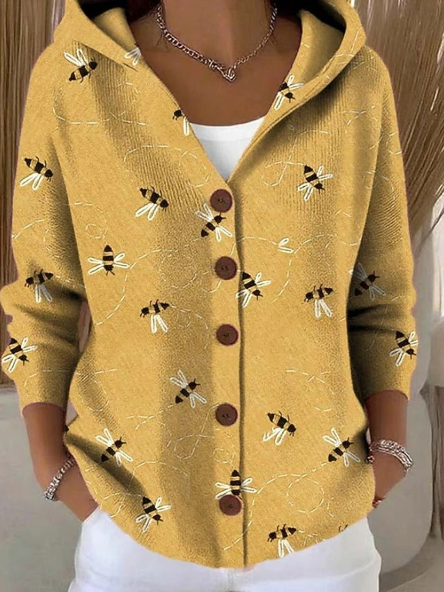 Leila | Button Hooded Sweater.