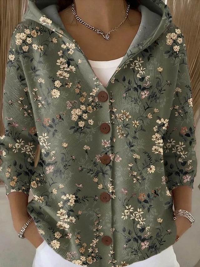 Leila | Button Hooded Sweater.