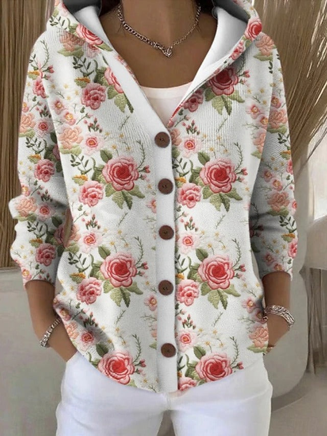 Leila | Button Hooded Sweater.