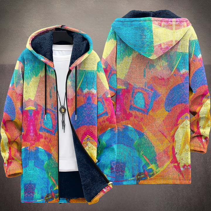 Nina | Rainbow Print Hooded Cardigan