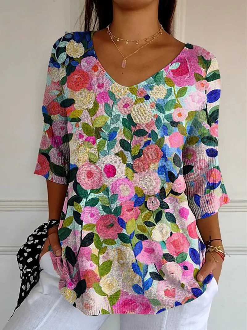 Colorful Spring Floral Garden Printed Women&
