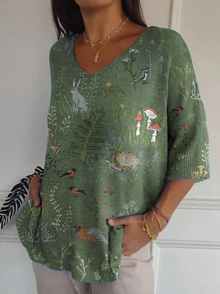 Woodland And Animals Repeat Pattern Printed Women&
