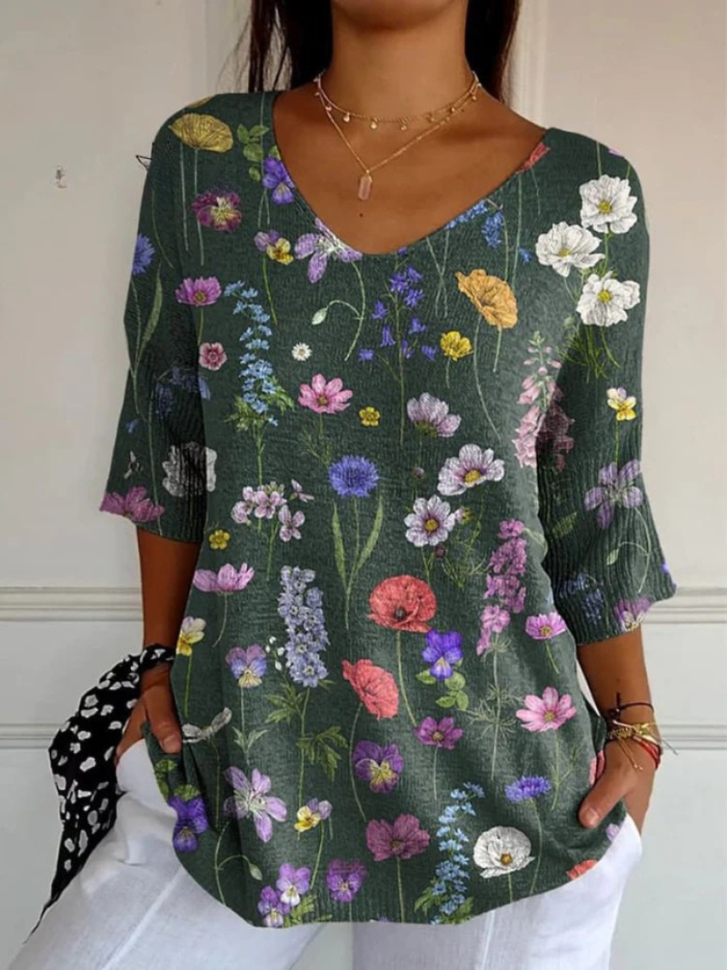 Vibrant Spring Botanical Garden Pattern Printed Women&