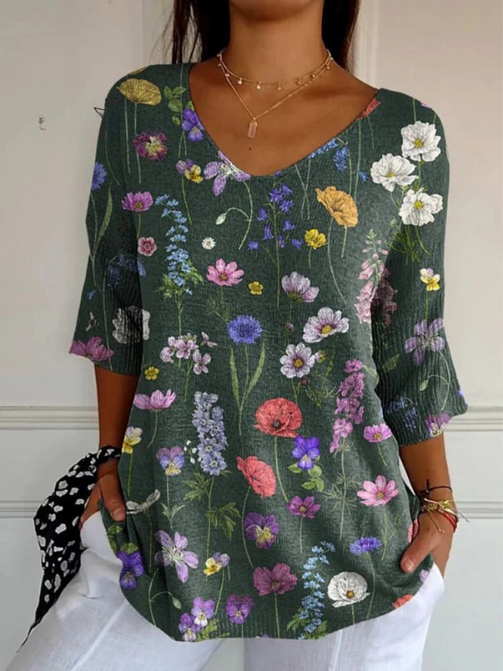 Vibrant Spring Botanical Garden Pattern Printed Women&