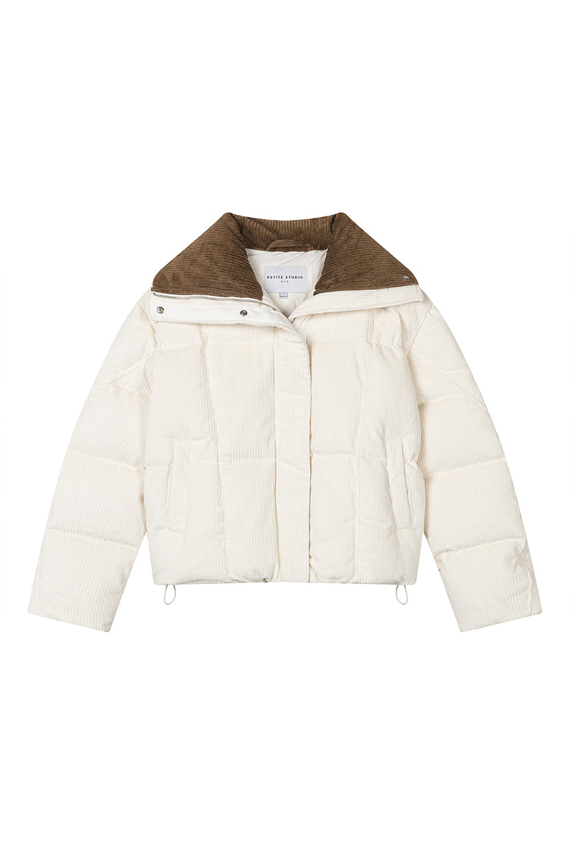 Carter Corduroy Down Jacket - Ivory