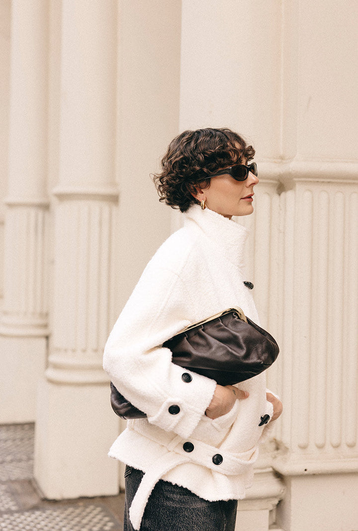 Cole Oversized Wool Short Coat - Ivory