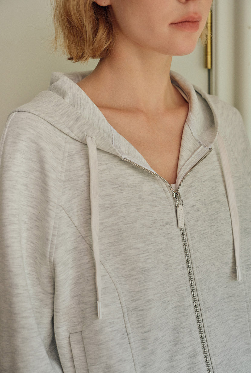 Colby Cotton Zip-Up Hoodie - Heather White