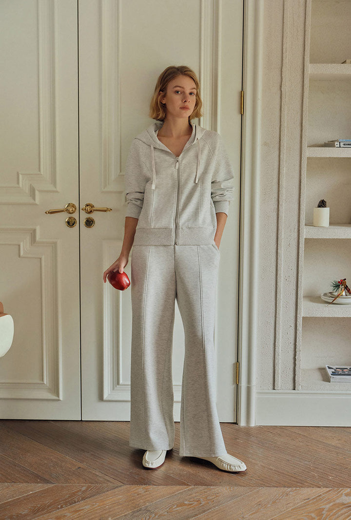 Colby Cotton Zip-Up Hoodie - Heather White