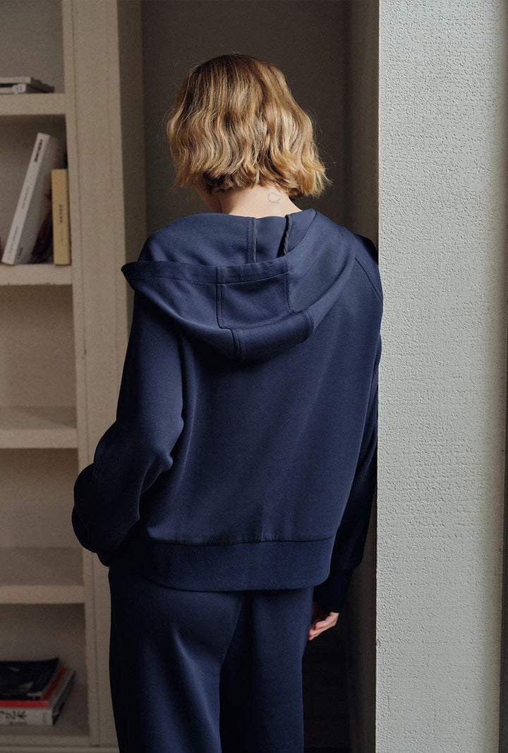 Colby Cotton Zip-Up Hoodie - Navy