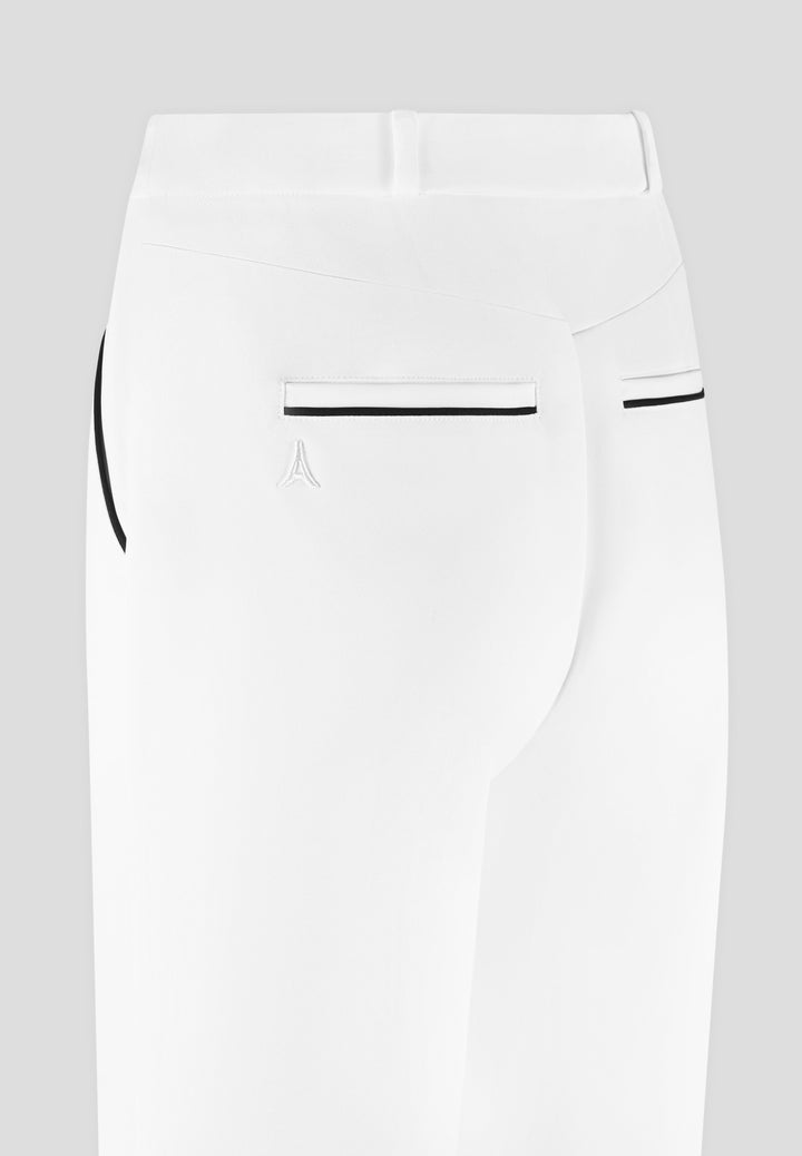 Mina - Contrast Piped Pleated Trousers - White/Black