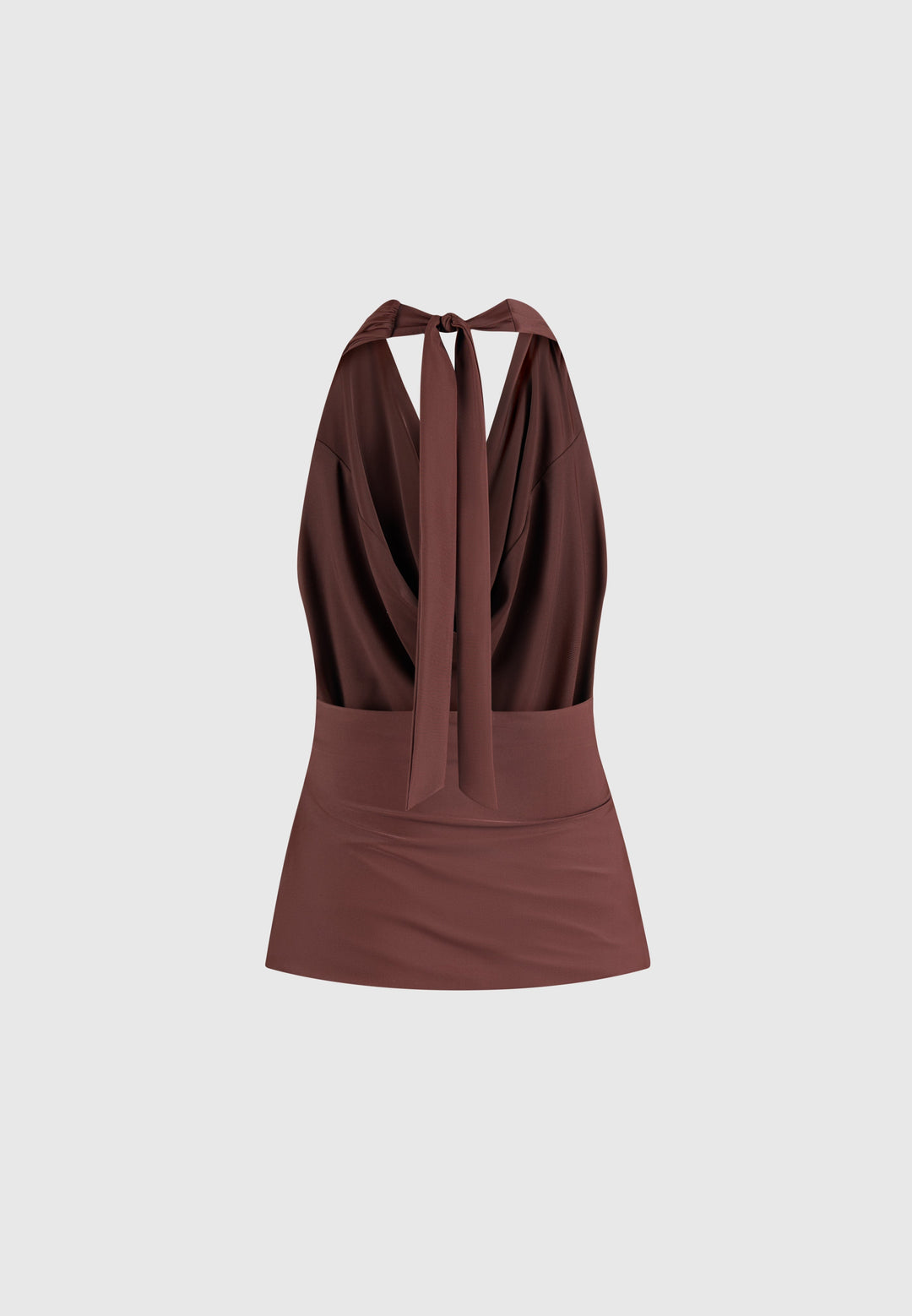 Draped Halterneck Top - Brown