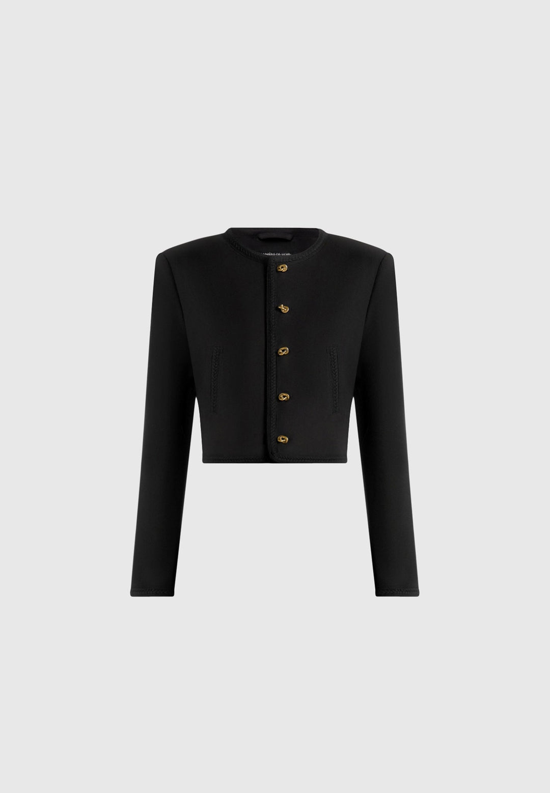 Madeline - Cropped Tailored Jacket With Braided Trim - Black