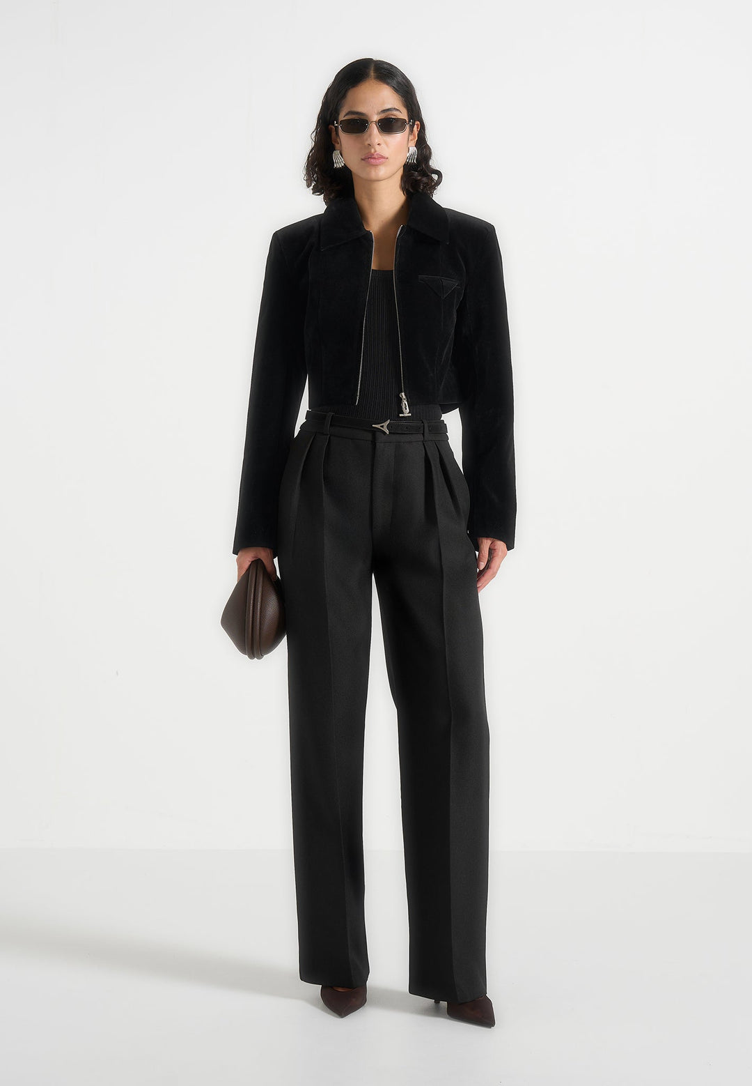 Adina - Velvet Cropped Jacket - Black
