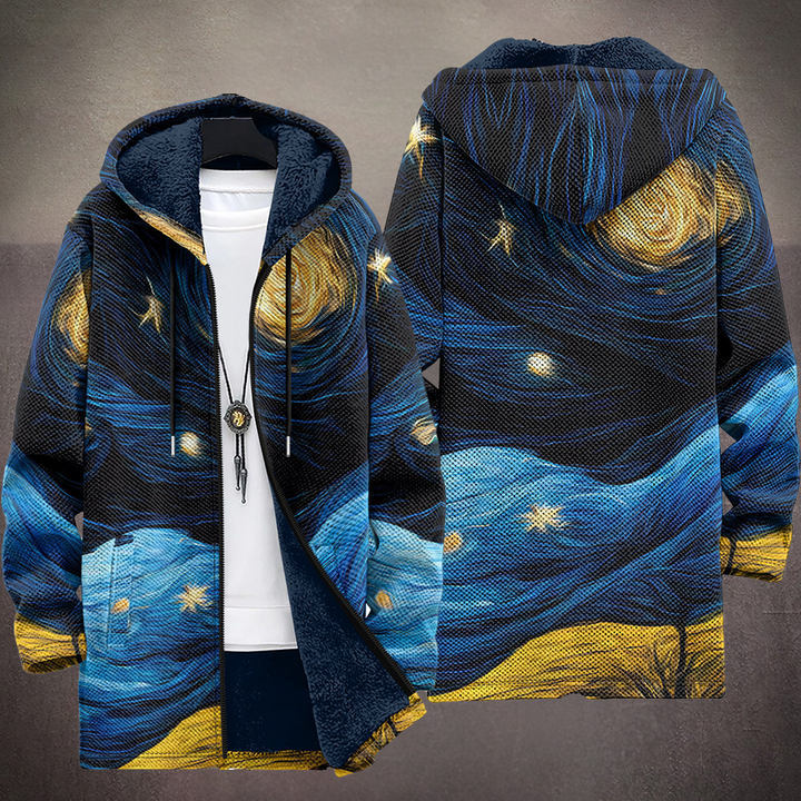 Maxene | Navy Art Print Hooded Cardigan