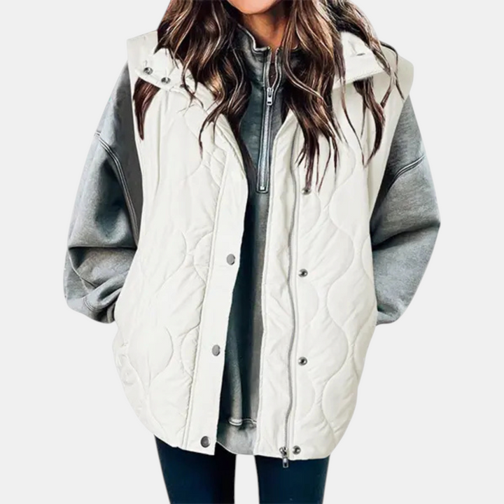 Abby | Quilted Puffer Vest (zip-up, snap button)