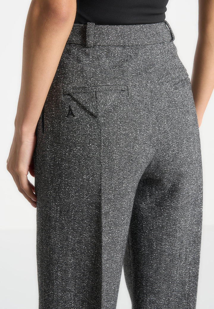 Julie - Tailored Twin Pleat Wool Trousers - Grey