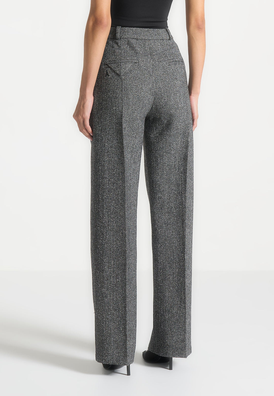 Julie - Tailored Twin Pleat Wool Trousers - Grey