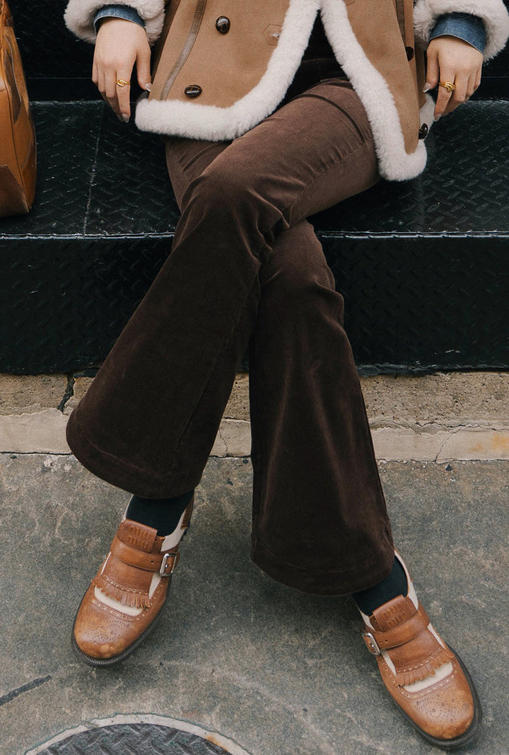 Cody Corduroy Flared Pants - Brown