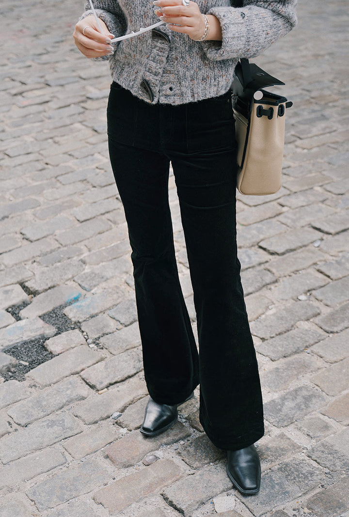 Cody Corduroy Flared Pants - Black