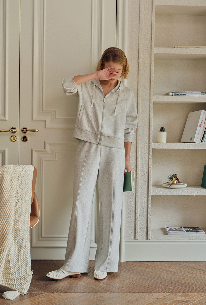 Chase Cotton Straight Leg Pants - Heather White